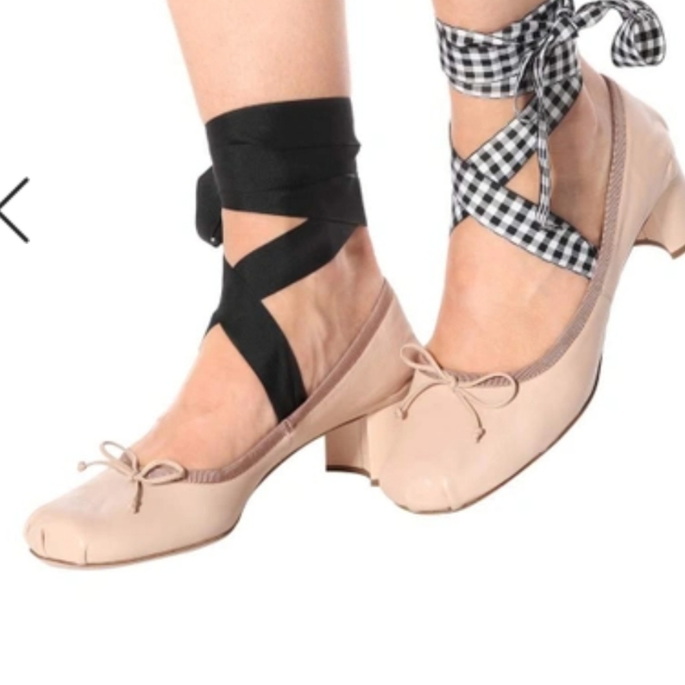 miumiu Leather Ballerina Pumps